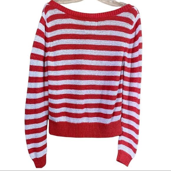 American Eagle Orange Striped Crew Neck Sweater - Picture 6 of 6